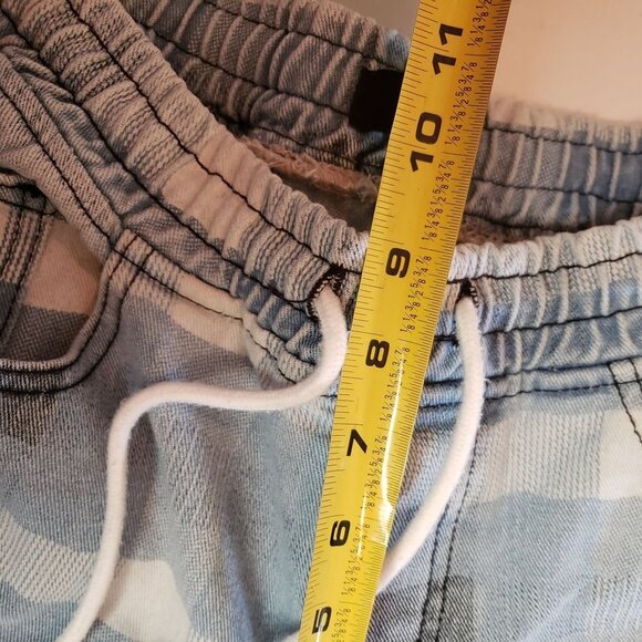 Juny jeans size Small relaxed straight leg checker print pull up drawstring shad - Picture 8 of 8